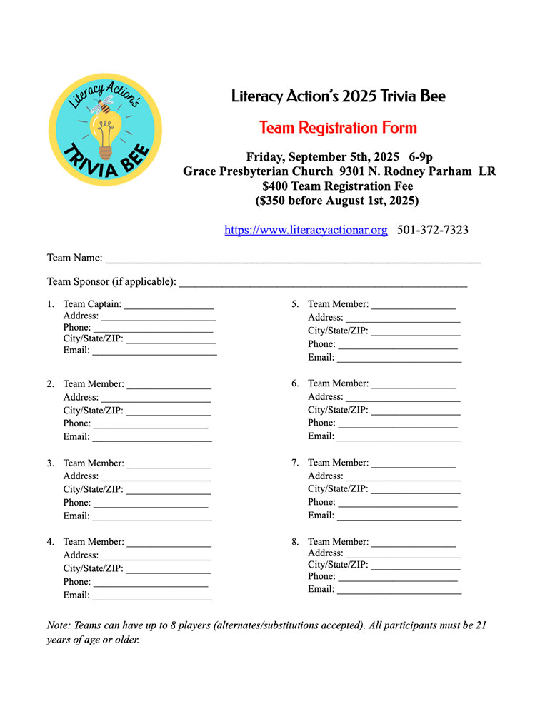 Trivia Bee Registration Form